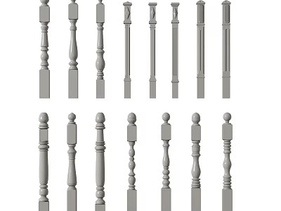 Various Stylish Railings Designs With Decorative Posts And Intricate Patterns 3d model