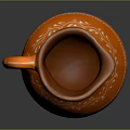 Orange Ceramic Jug With White Patterned Decorative Design And Handle