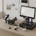 Modern Cash Register Setup With POS Terminal Receipt Printer And Card Reader On Office Desk