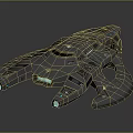 Futuristic Silver Sci Fi Spaceship With Green Accent Lights And Detailed Exterior Structure
