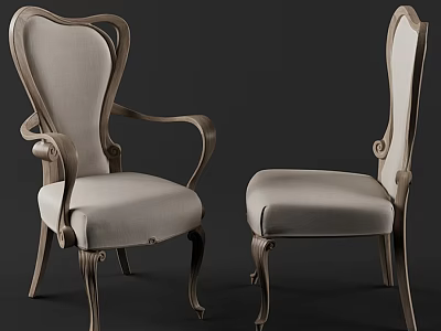 Elegant Vintage Dining Chairs With Curved Wooden Frame And Upholstered Seat Backrest 3d model