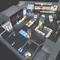 Elegant Retail Store Interior Design With Display Counters Products And Ceiling Lighting