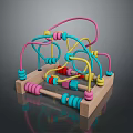 Colorful Wooden Bead Maze Educational Toy For Children With Wooden Base And Colorful Tracks