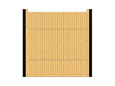 Wooden Hinged Door With Vertical Slats And Solid Black Frame Design 3d model