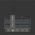 Multi Story Building With Tasty Food Sign Antennas Satellite Dishes And Blue Stripes Exterior