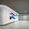 Bright Modern Electronics Store Interior With Shelves Mobile Phones Central Display Tables And White Pillars