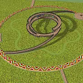 Scenic Elevated Road Structure With Colorful Decorations In Green Mountainous Terraced Fields