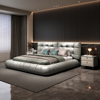 Modern Background Double Bed Cloud Double Bed 3d model