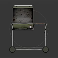 Green Portable Grill With Wheels Metal Stand And Open Lid For Outdoor Cooking