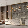 Modern Luxury Hotel Lobby Interior With Marble Floor And Wooden Decorative Walls
