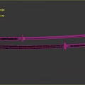 Samurai Swords Display With Unsheathed Blade Red Edge And Sheath Red Gold Decorations On Gray Background