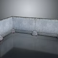 Industrial Metal Barrier Structure With Concrete Base Supports In Modern Setting