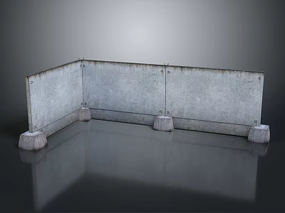 Industrial Metal Barrier Structure With Concrete Base Supports In Modern Setting 3d model