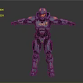 Police Mech With Blue Orange Armor POLICE Logo Arms Outstretched Standing