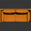 Modern Orange Sofa With Black Legs Smooth Surface And Reflection Design