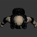 Detailed 3D Character Model In Beige Uniform With Black Gear Helmet Goggles And Red Chest Logo