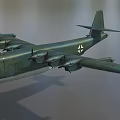 Green Fighter Aircraft With Four Propellers On Wings And White Cross Insignia On Fuselage