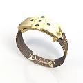 Golden Decorative Bracelet Design With Brown Band And Black Accent Dots