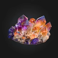 Natural Stone Wood Decorative Cluster With Colorful Crystal Ornaments And Crafted Details