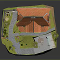 Detached Villa Featuring Orange Roof Brick Exterior Greenery Stone Pathways and Landscaped Garden