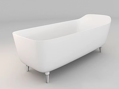 Elegant White Freestanding Bathtub Featuring Modern Design And Metal Legs 3d model