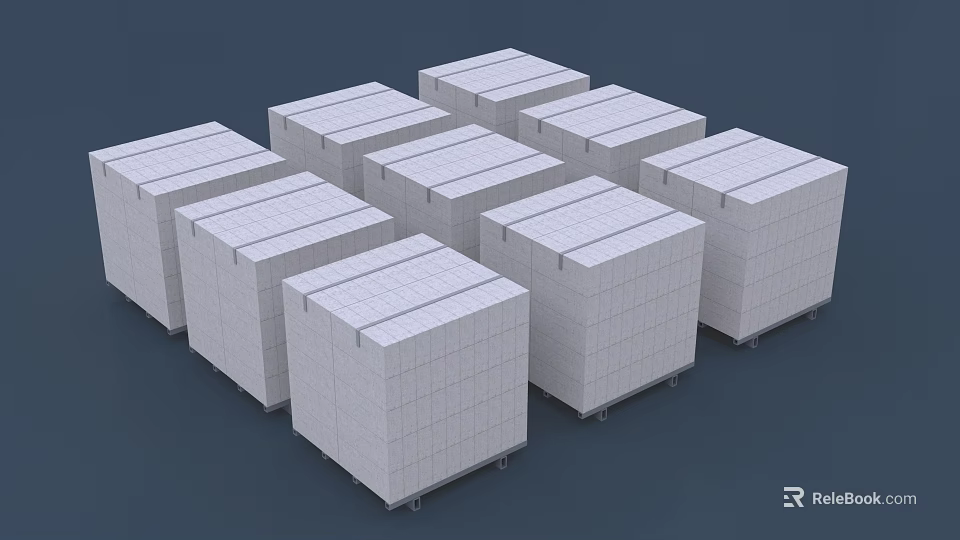 Natural Stone And Wood Blocks Stacked For Construction Material Use 3d model