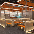 Modern Hotpot Restaurant Interior With Seating Arrangement Dining Tables And Open Layout