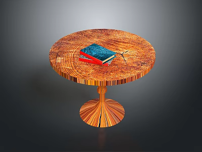 Antique Table Books Wooden Table Vintage Furniture 3d model