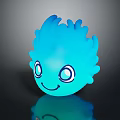 Blue Flame Shaped Glowing Game Movie Character With Big Eyes And Smiling Face