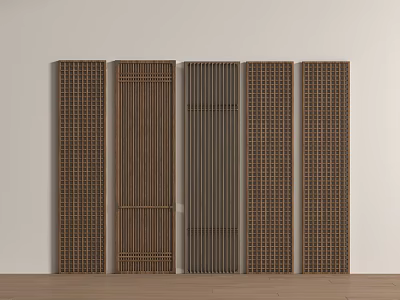 New Chinese Partition Solid Wood Grille New Chinese Grid 3d model