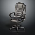 Black Leather Office Chair With High Backrest Armrests Swivel Base And Wheels