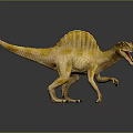 Realistic Yellow Spinosaurus Dinosaur Model With Sail Back In Standing Pose