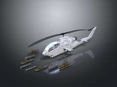 Advanced Aerospace Helicopter Featuring Multiple Missile Attachments And Details 3d model