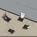 Modern Lounge Chair 3D Models With Metal Frame And Black White Design