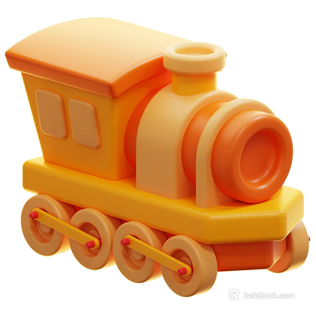 Toy Gift Shop Featuring Cute Yellow Orange Toy Train For Kids 3d model 