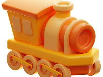 Toy Gift Shop Featuring Cute Yellow Orange Toy Train For Kids 3d model