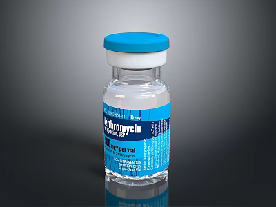 Kanamycin Vial With Blue Cap Transparent Bottle 250 Mg For Household Use 3d model