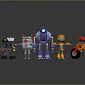Diverse Group of Colorful Robot Characters With Various Shapes And Designs