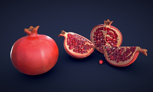 Pomegranate Stylized Pomegranate Cartoon Pomegranate Stylized Pomegranate Low Poly Pomegranate Cartoon Fruit Low Poly Fruit 3d model