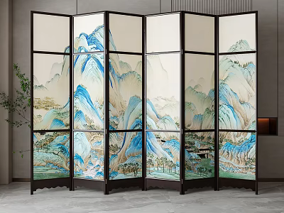 New Chinese-style screen partition 3d model