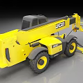 JCB Yellow Multi Functional Utility Vehicle With Telescopic Arm Forks And Large Tires