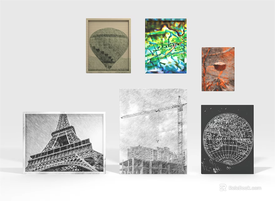Various Decorative Artworks With Different Themes And Designs For Home Decor 3d model 