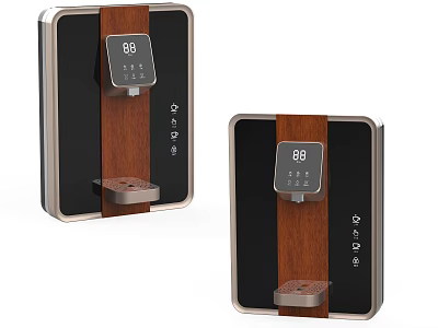 Modern Wall Mounted Water Dispensers With Digital Display And Wooden Panel 3d model