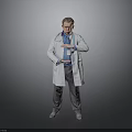 Male Doctor Wearing White Coat With Stethoscope Gesturing In Gray Background