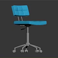 Blue Modern Office Chair With Five Wheels Metal Base And Padded Blue Seat Backrest