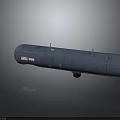Military Weapon Blue Cylindrical Missile Body With Identification Labels And Structural Components 3d model