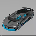 Sleek Modern Sports Car Exterior Design With Gray Black Body Blue Accents And Rear Spoiler