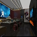 Modern KTV Interior Design With Large Screen Comfortable Sofa And Stylish Lighting Decor 3d model