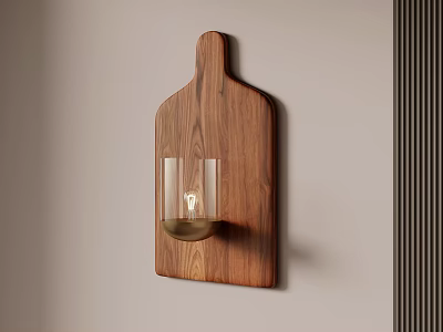 Minimalist Wooden Wall Sconce With Glass Shade And Walnut Finish Design 3d model