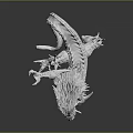 White Dragon Fantasy Character Sculpture For Game And Movie With Detailed Mane And Wings
